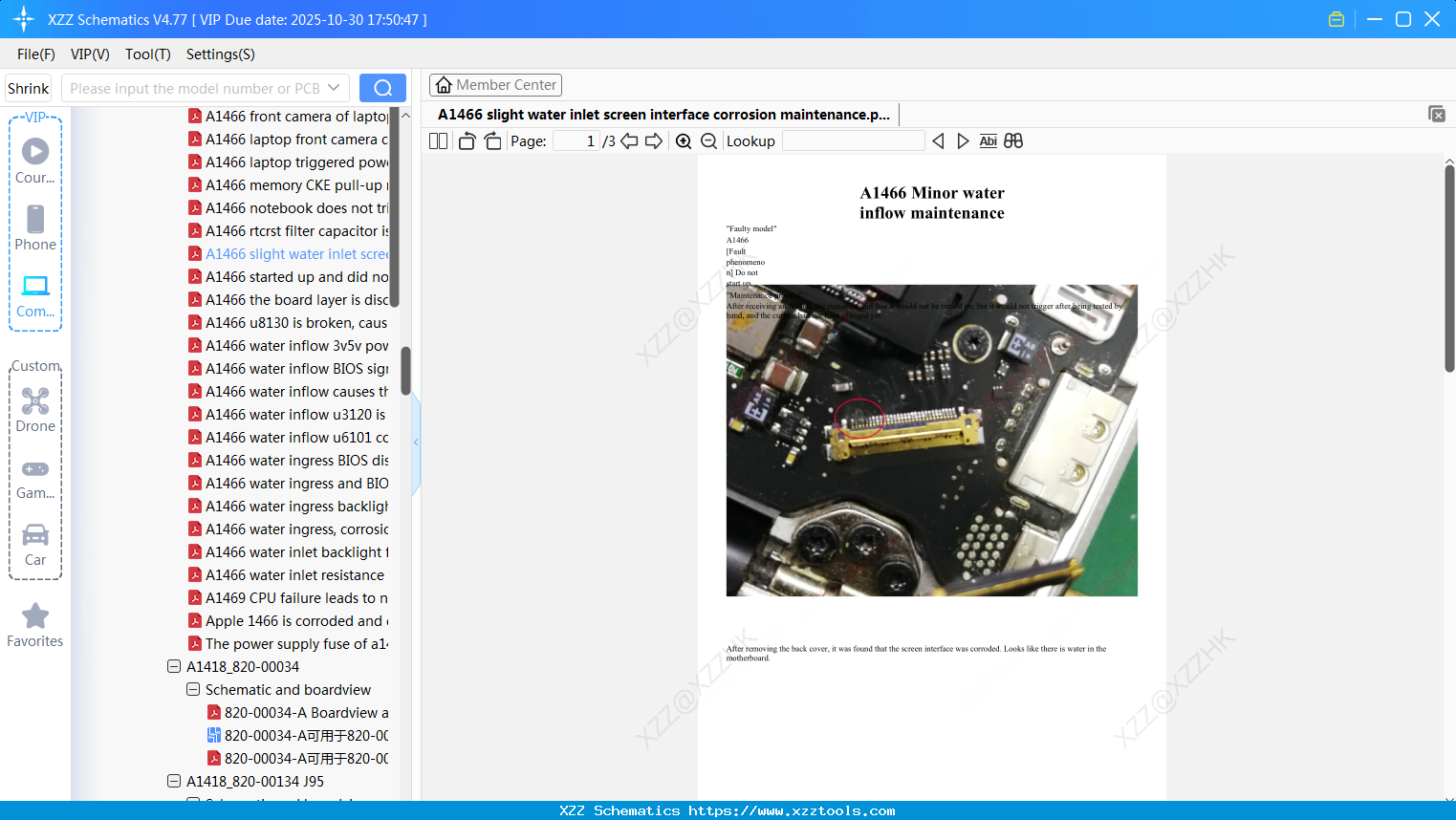 Laptop Apple A1466 Slight Water Inlet Screen Interface Corrosion Maintenance